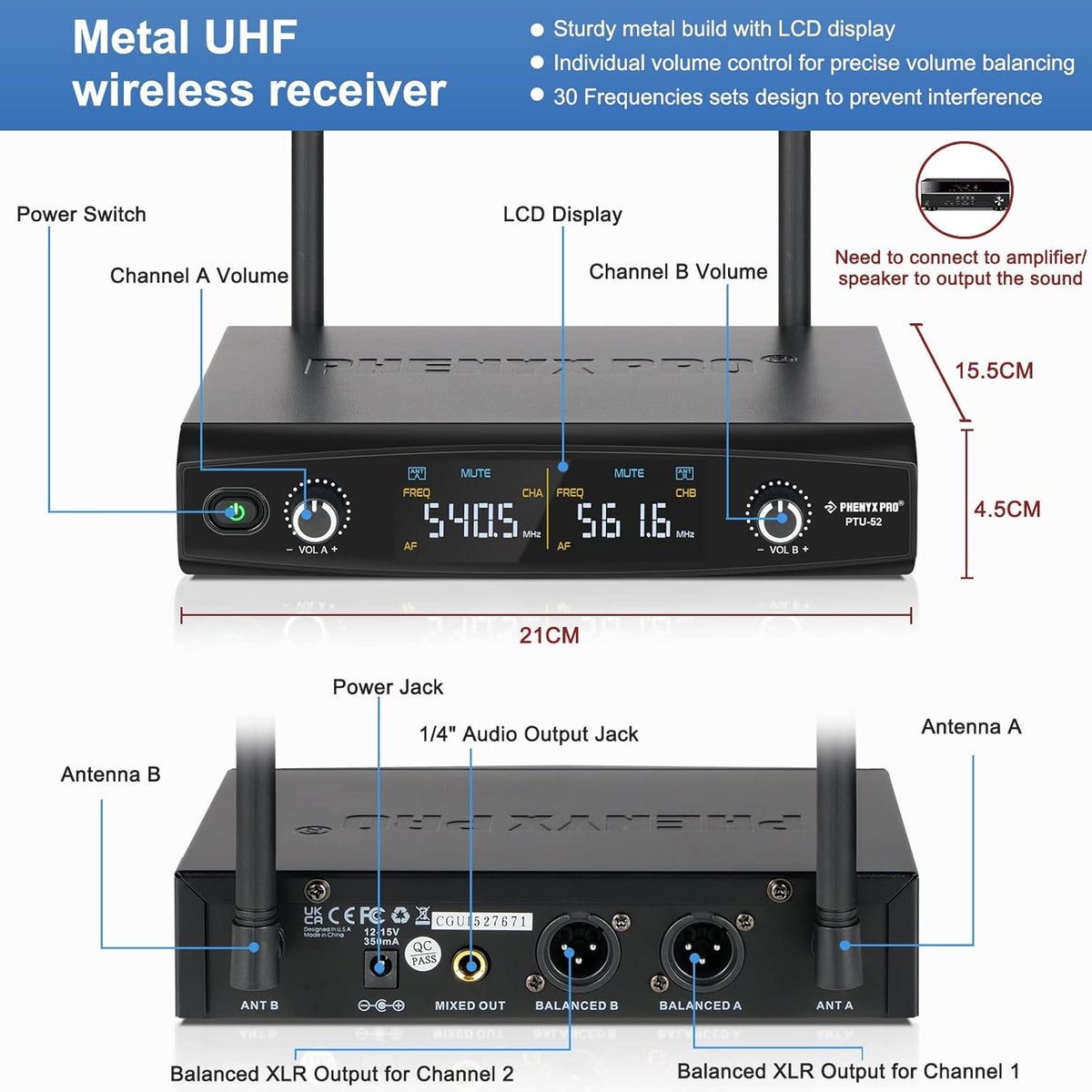 UHF Wireless Handheld Microphone System with Case U5203