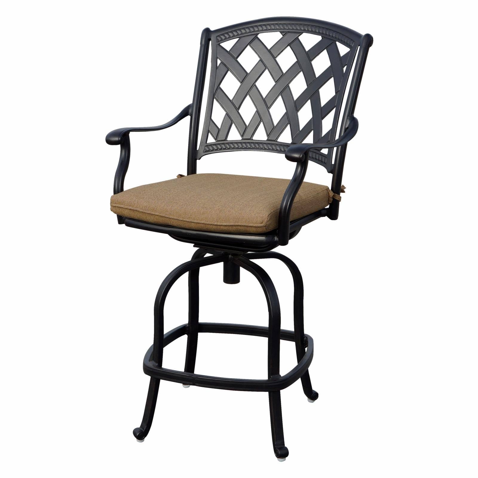 Antique Bronze/Sesame Cast Aluminum Counter Height Swivel Bar Stool - Set of 2 L65286