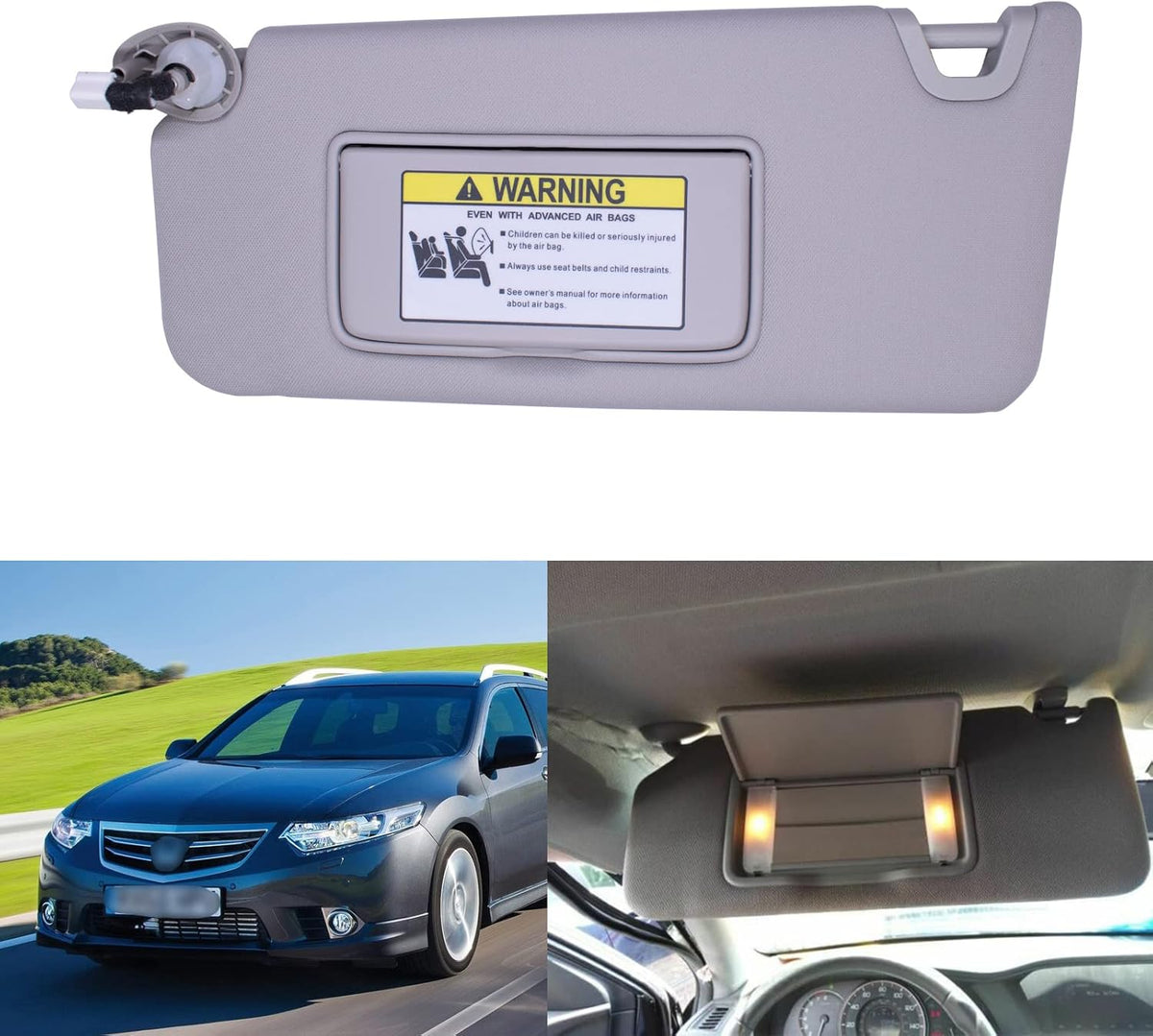 Left Driver Side Sun Visor Compatible with Honda Accord 2008-2013 Acura TL with Light Pack of 2 H607