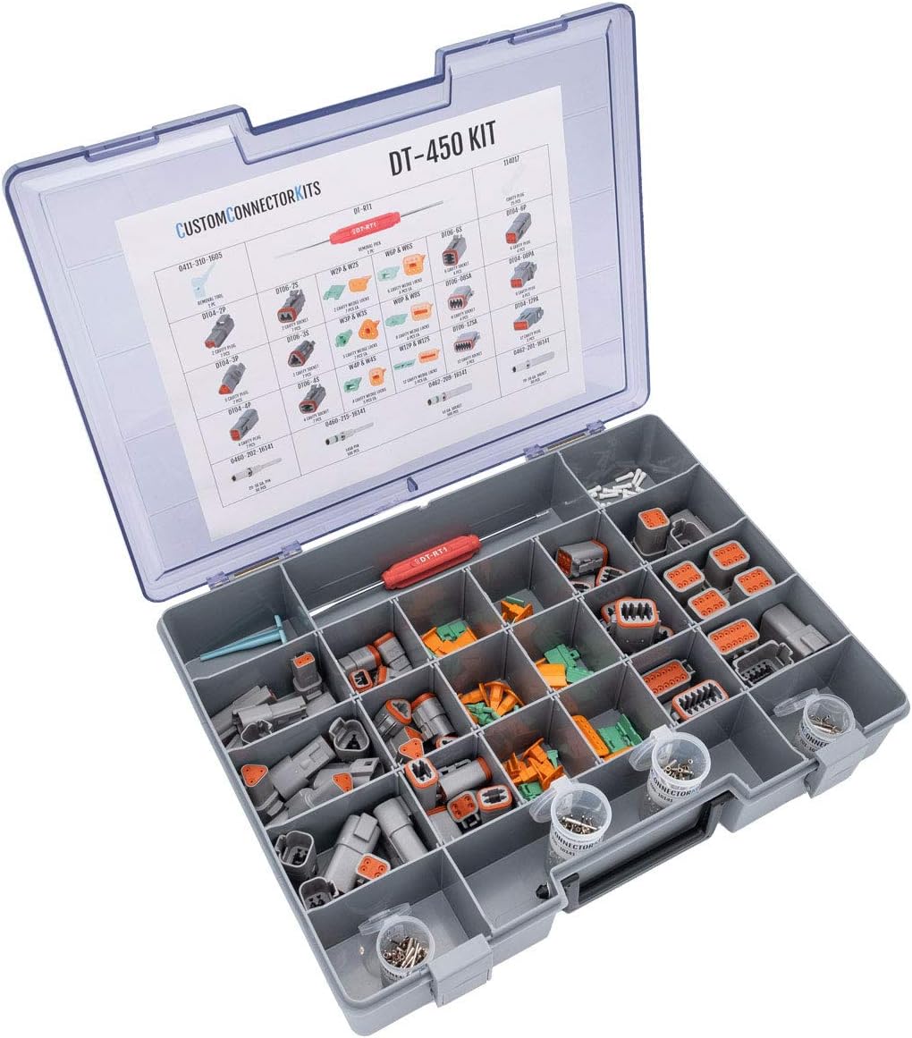 450 Piece Deutsch Connector Kit with Crimp Tool K2462