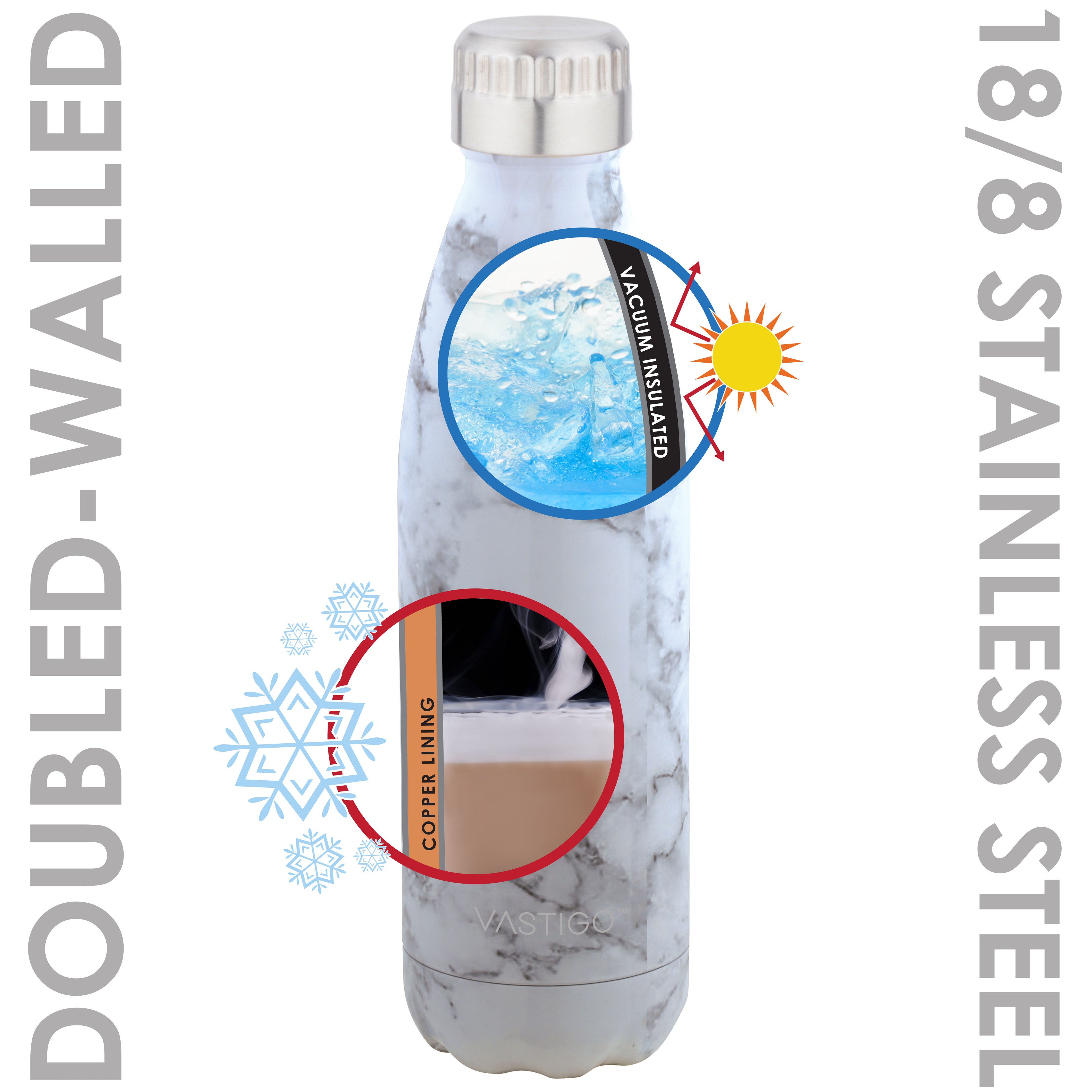 Stainless Steel 17 Oz Water Bottle with Vacuum Insulation U771
