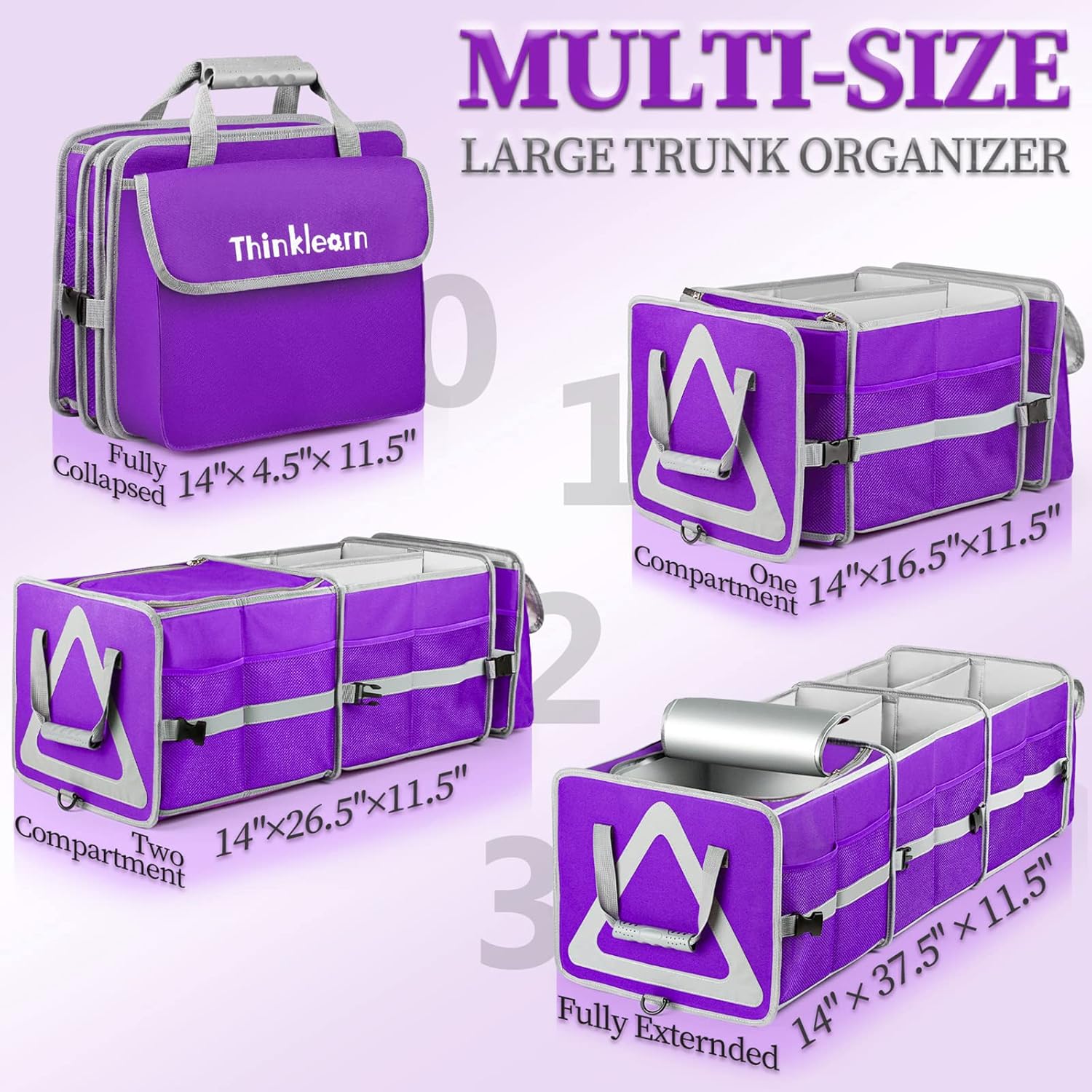 Purple Waterproof Trunk Organizer with Cooler, Pack of 2 A9645