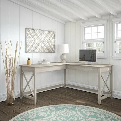 Washed Gray L-Shape Desk I37439