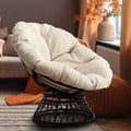 Black Frame Papasan Chair with Fabric Cushion and Metal Swivel Base I2942