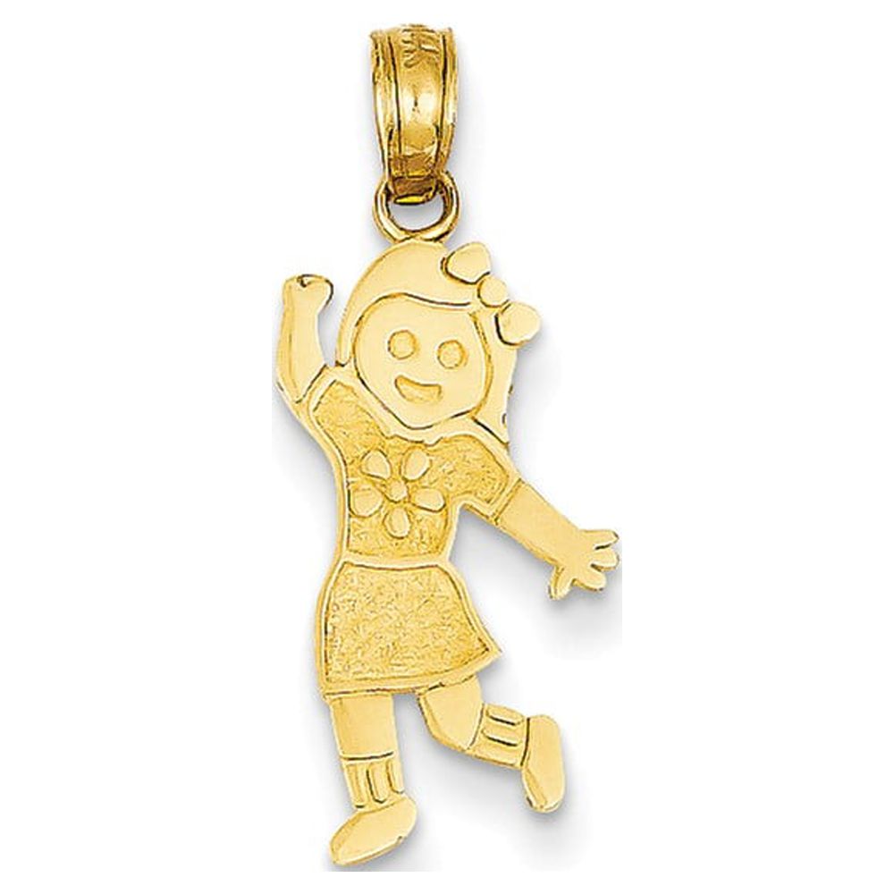 14K Solid Gold Girl Pendant Necklace Y1720