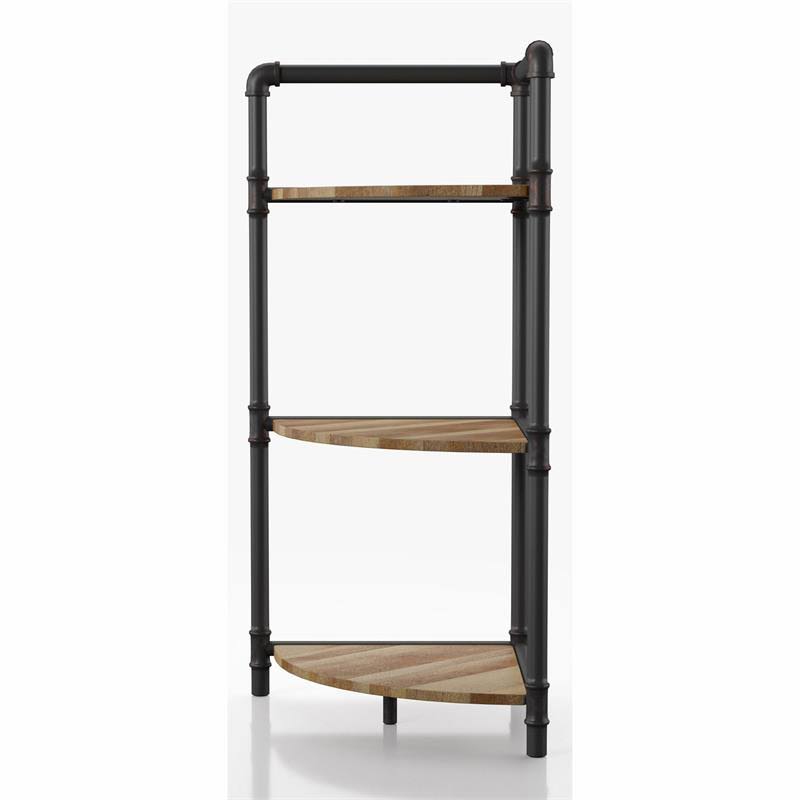 Industrial Wood 3-Tier Bookcase in Sand Black B1991