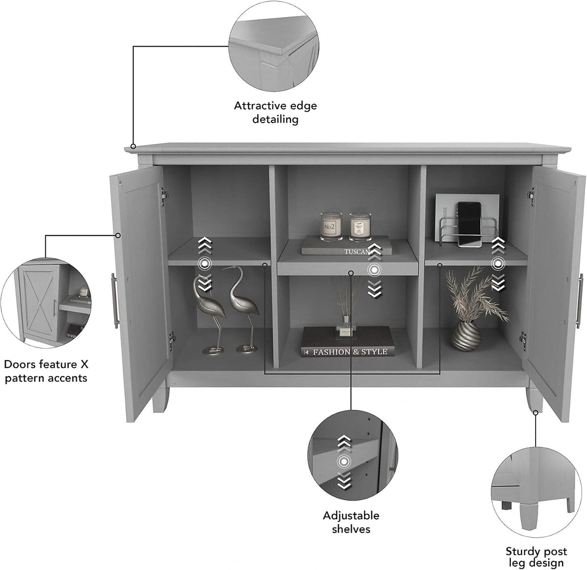 Cape Cod Gray Accent Cabinet with Doors Q356250