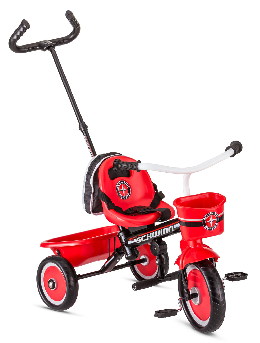 Red & White Toddler Tricycle with Push/Steer Handle Y376