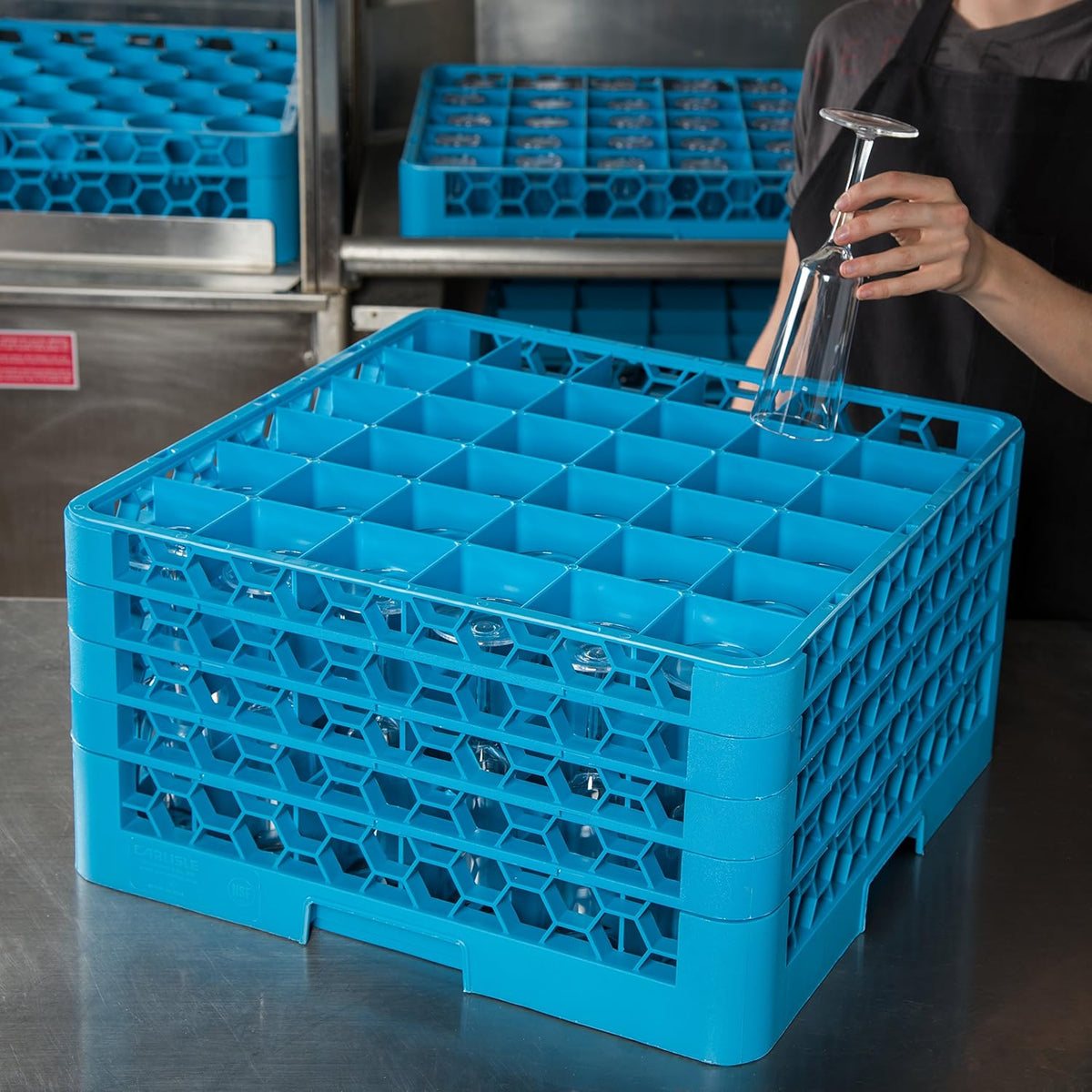 Blue 9-Compartment Glass Rack with 3 Extenders, Pack of 2 G847080