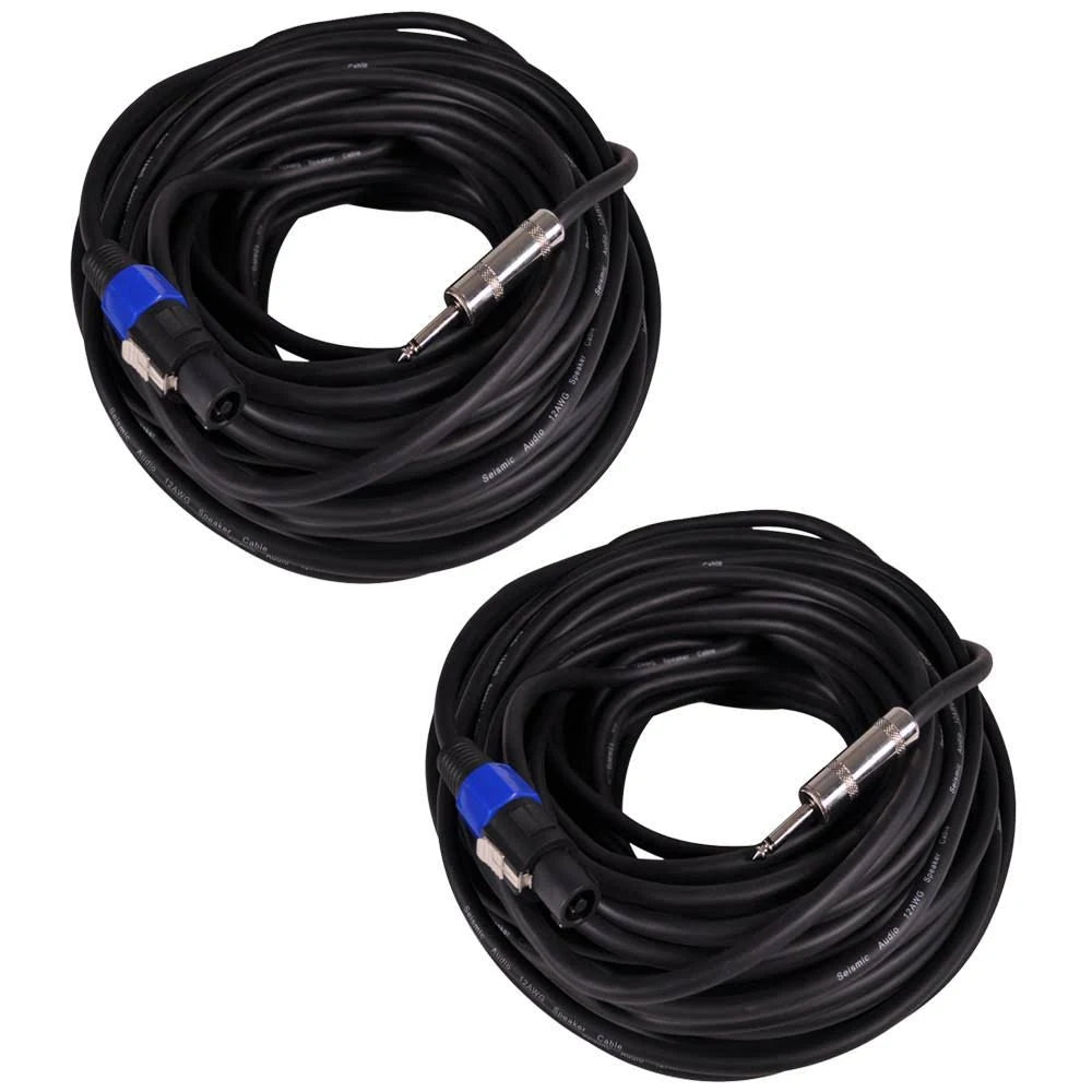 Pair of 100 Foot 12 Gauge Speakon to 1/4 inch Speaker Cables Q1555