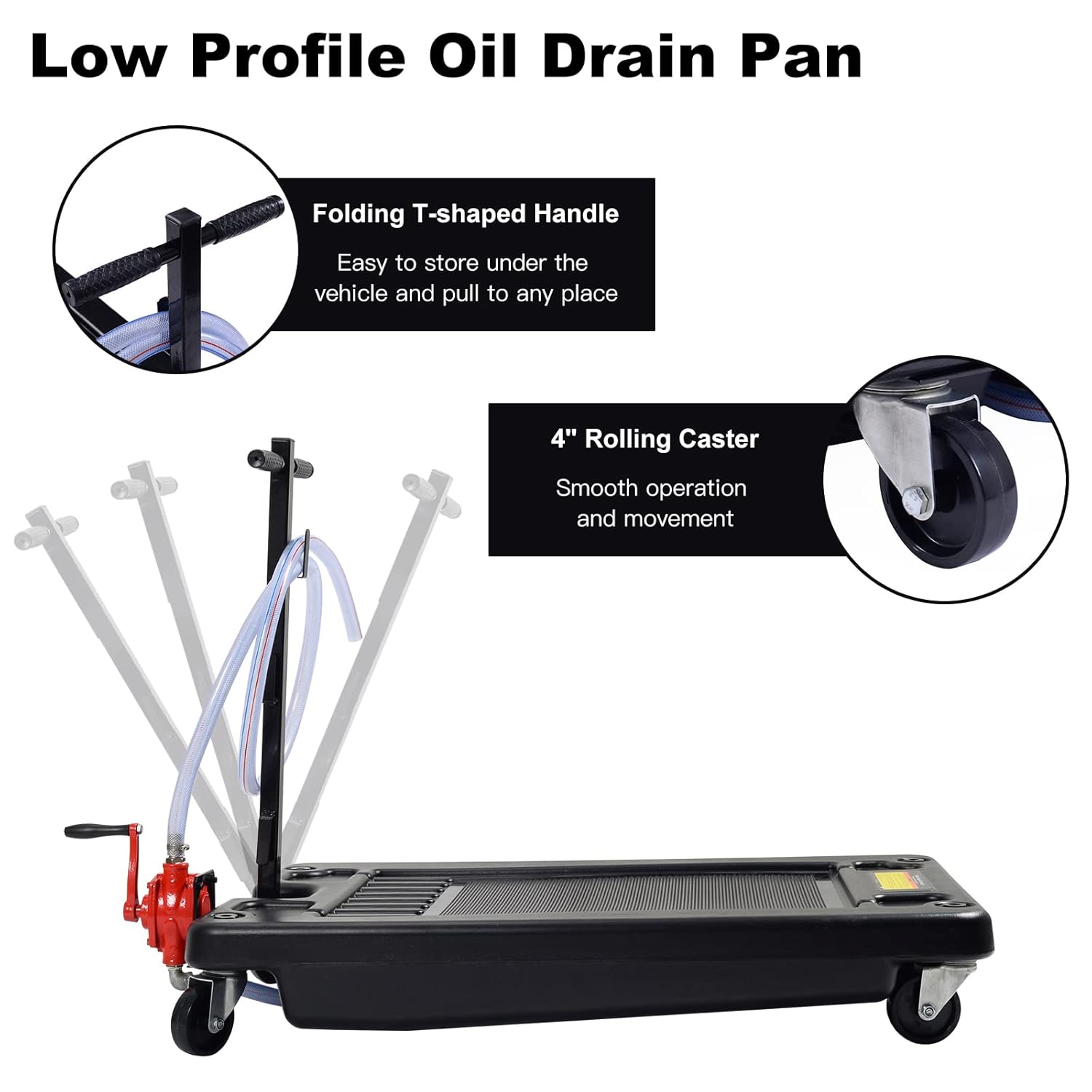 Black 17 Gallon Low Profile Oil Drain Pan with Pump Q4905