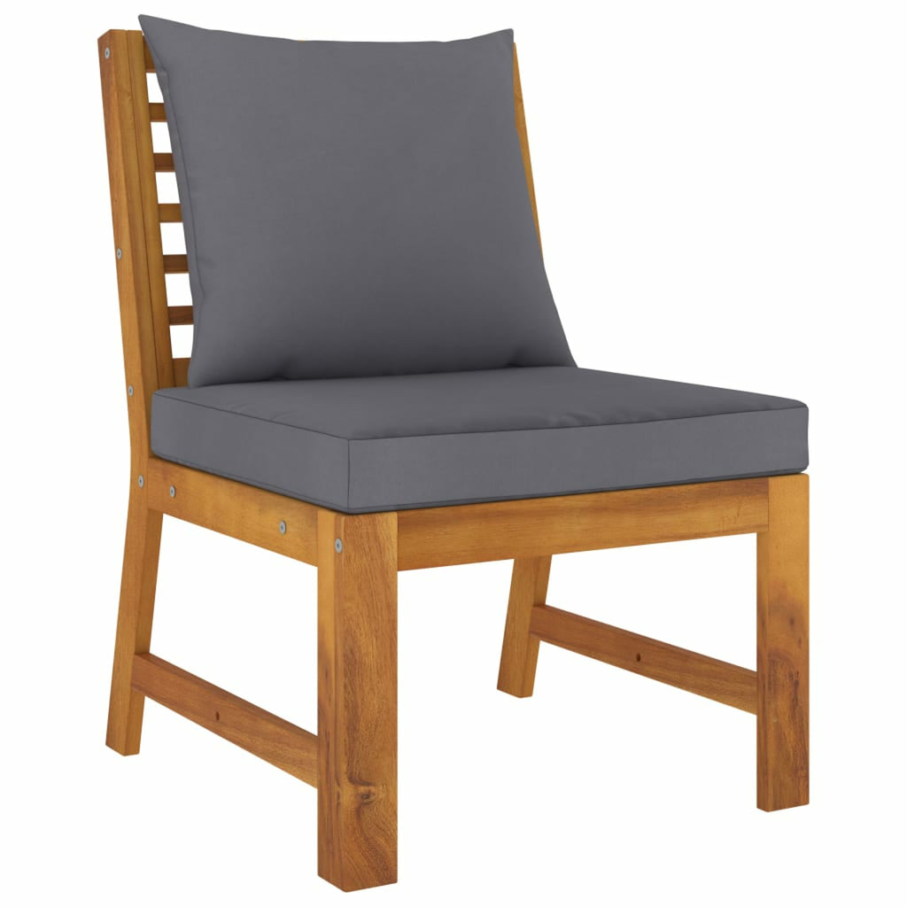 6 Piece Patio Lounge Set with Cushions Acacia Wood Outdoor Sectional Set E686