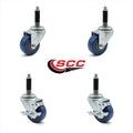 Blue Polyurethane Caster with Expanding Stem M74788