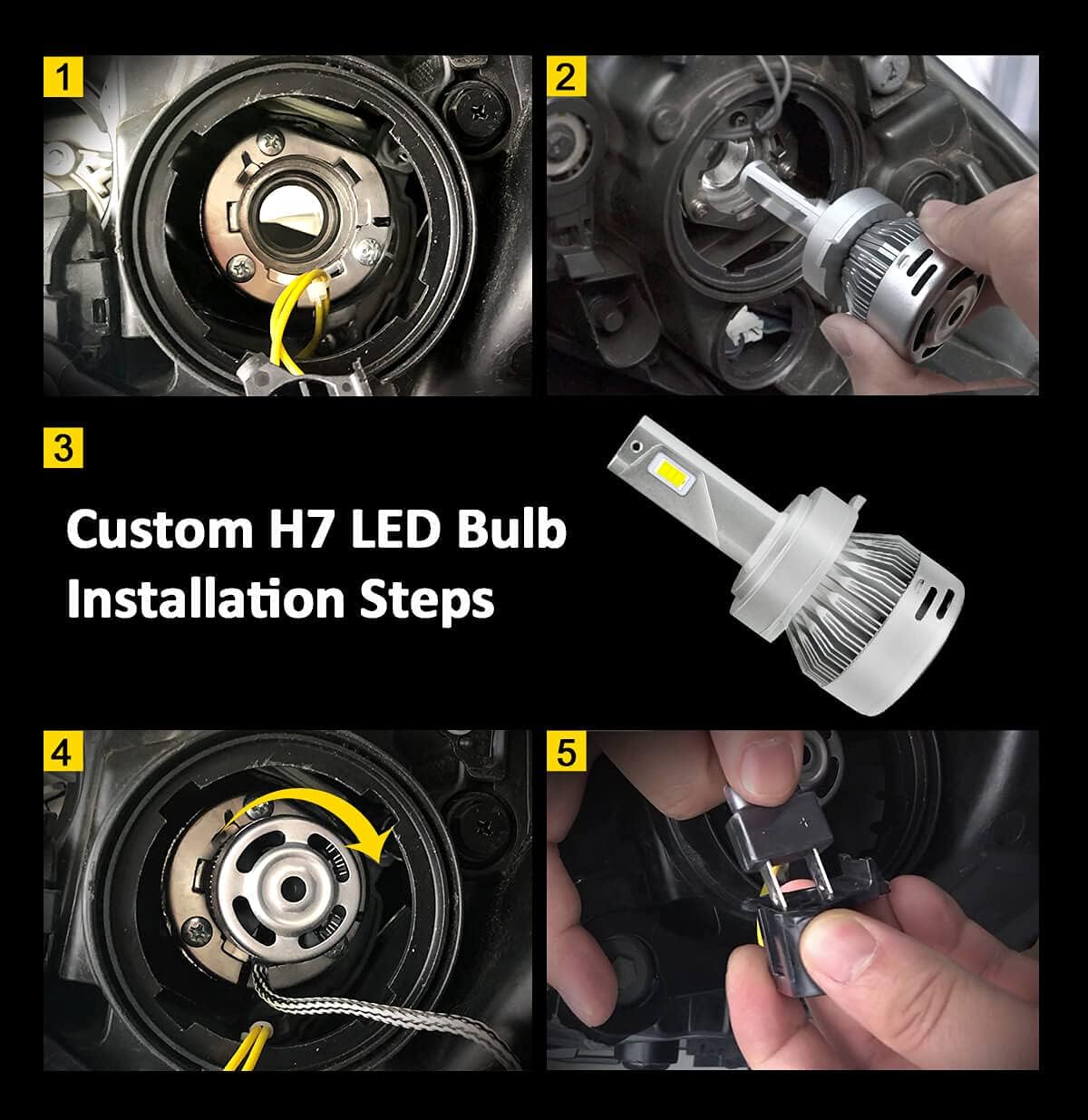 H7 LED Bulbs Conversion Kit 6000K Cool White (2 Pack) W107