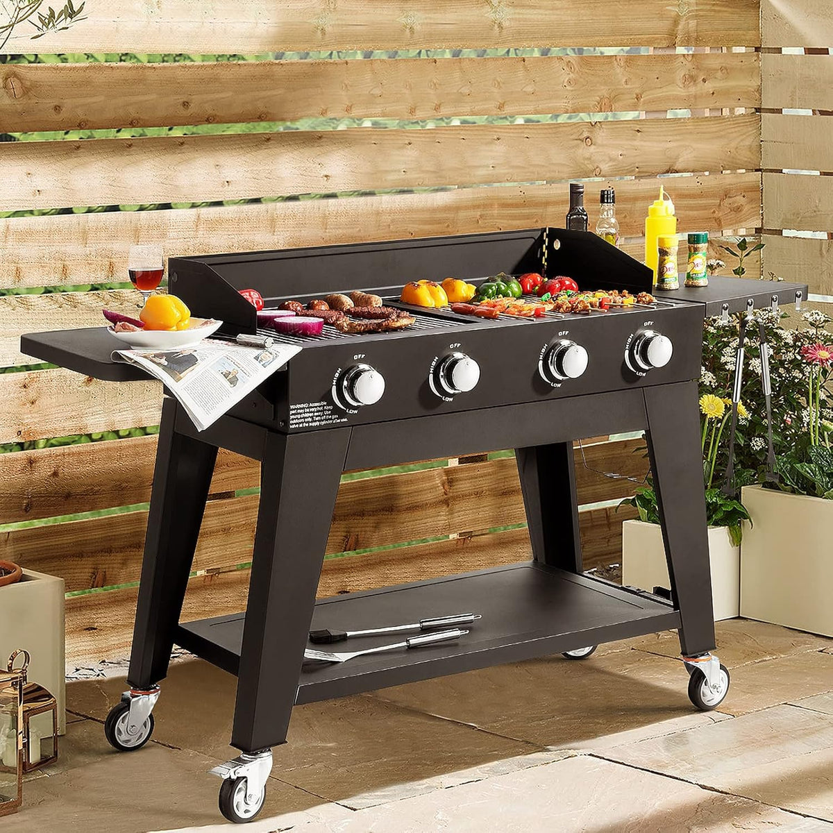 4 Burner Propane Gas Grill with Two Cooking Grate S373587