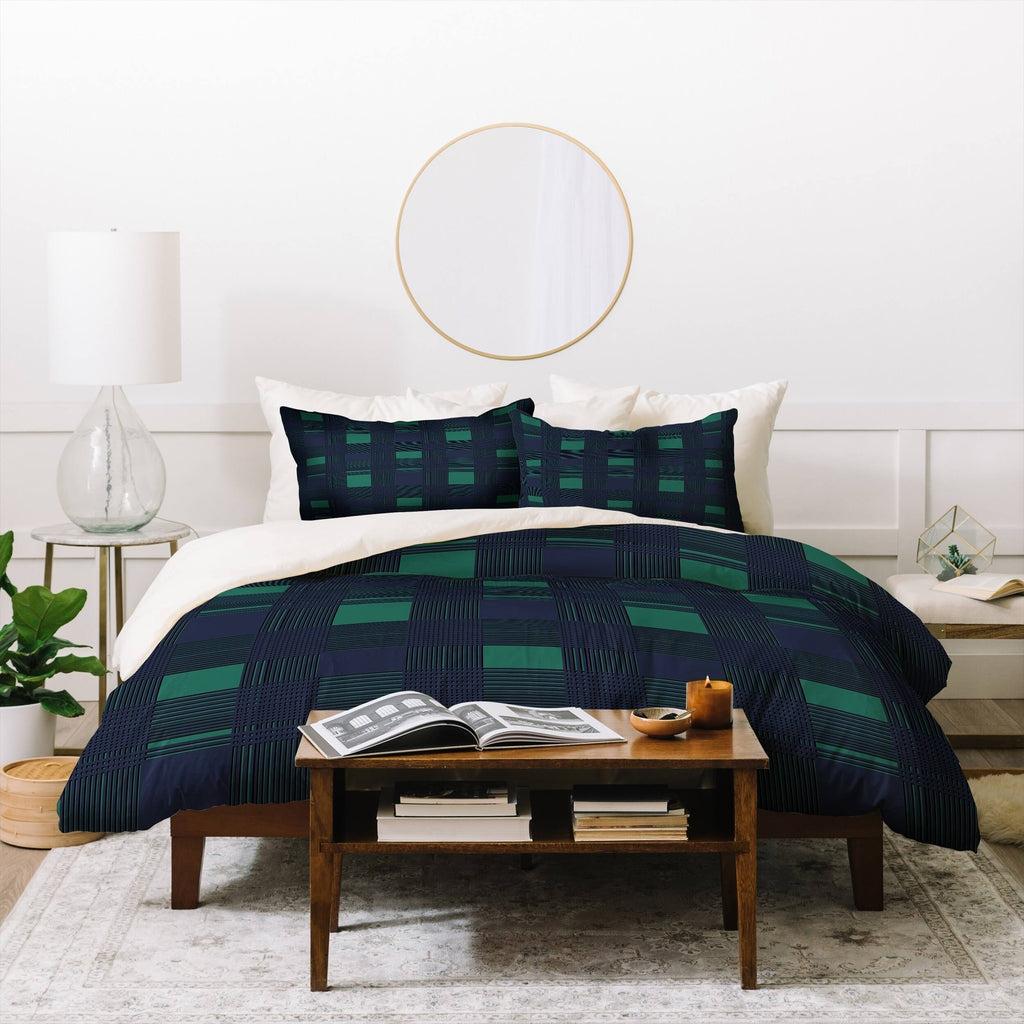 King 3 Piece Plaid Duvet Cover Set X57622