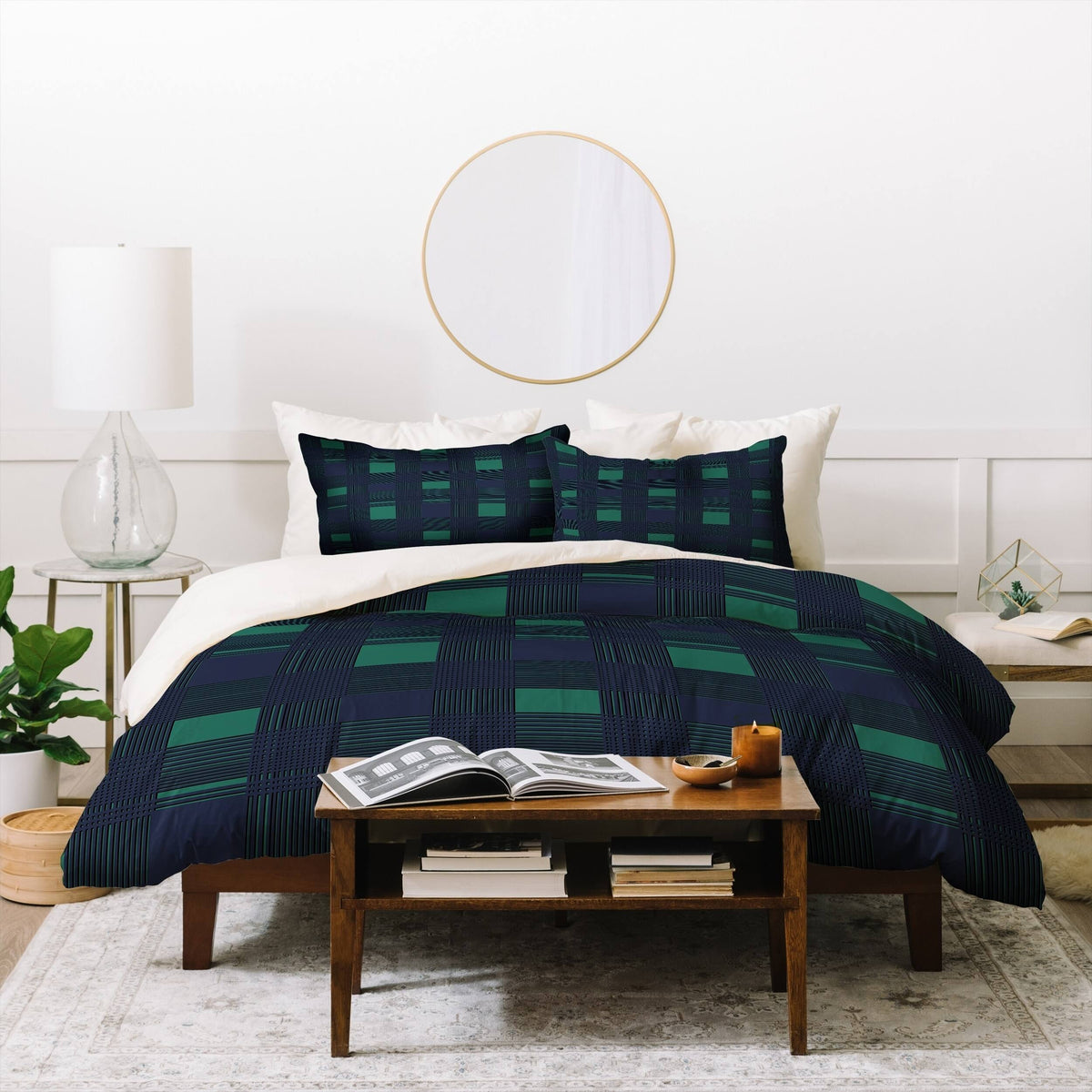 King 3 Piece Plaid Duvet Cover Set X57622