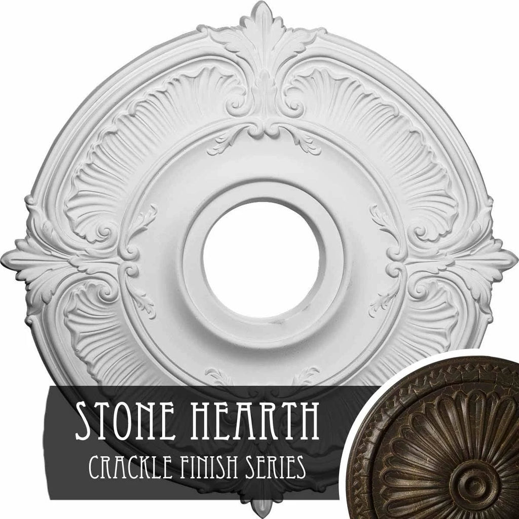 18x22OD x 4x22ID x 5/8x22P Hand-Painted Stone Hearth Crackle Ceiling Medallion N901424