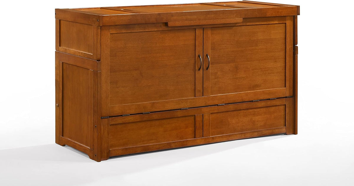 Queen Hickory Murphy Cabinet Chest Bed with Mattress N2619
