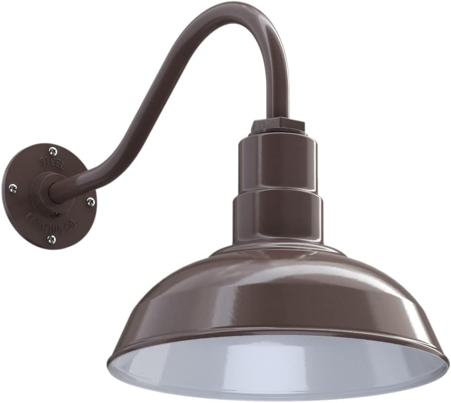 Black Outdoor Wall Mounted Barn Light with 12 inch Dome and 11 inch Straight Arm T461