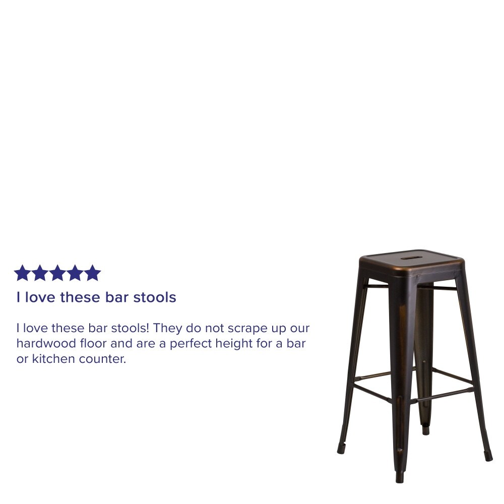 4 Pack 30"H Backless Distressed Metal Barstool T2714