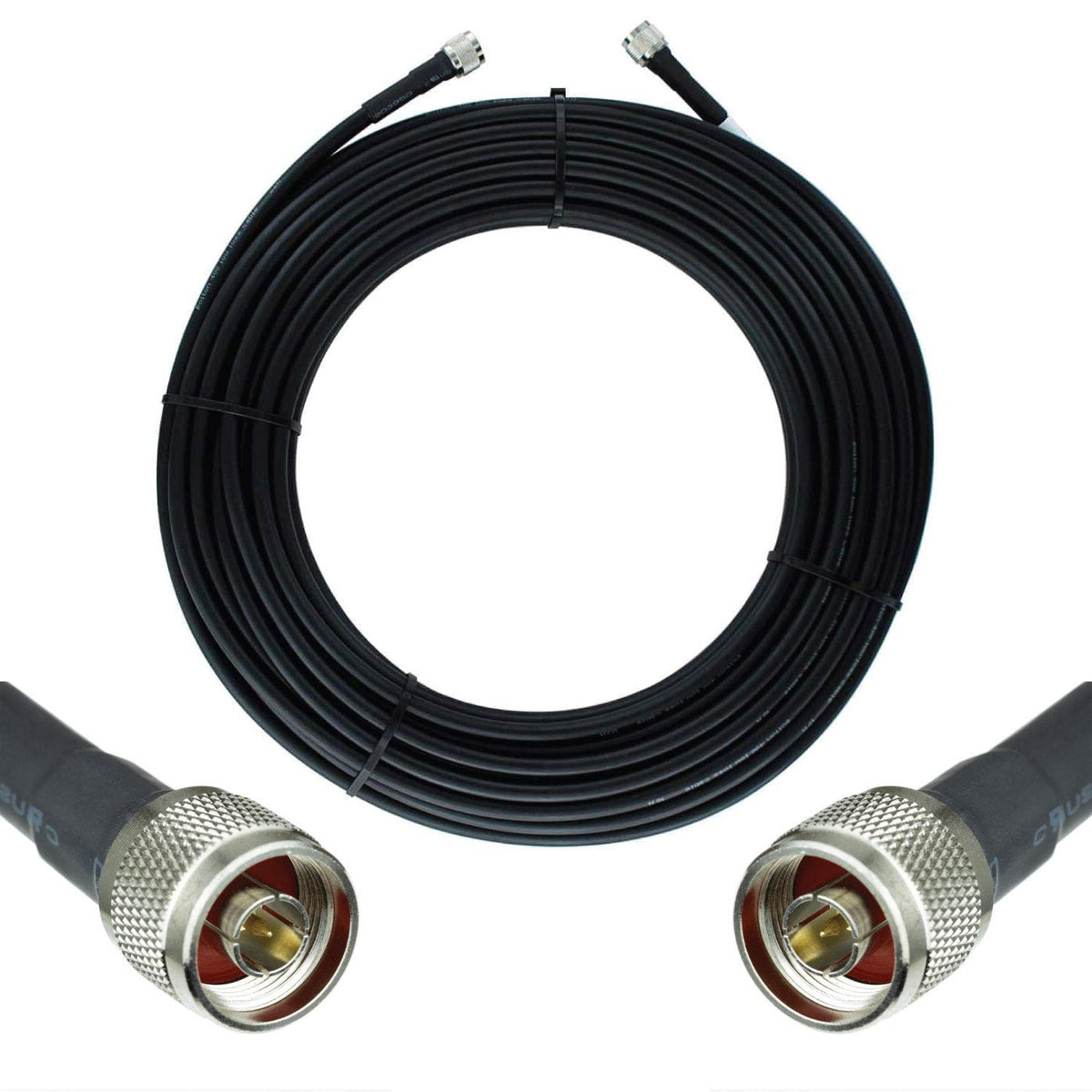 100ft Ultra Low Loss Coaxial Cable 50ohm N Male to N Male Black Y639