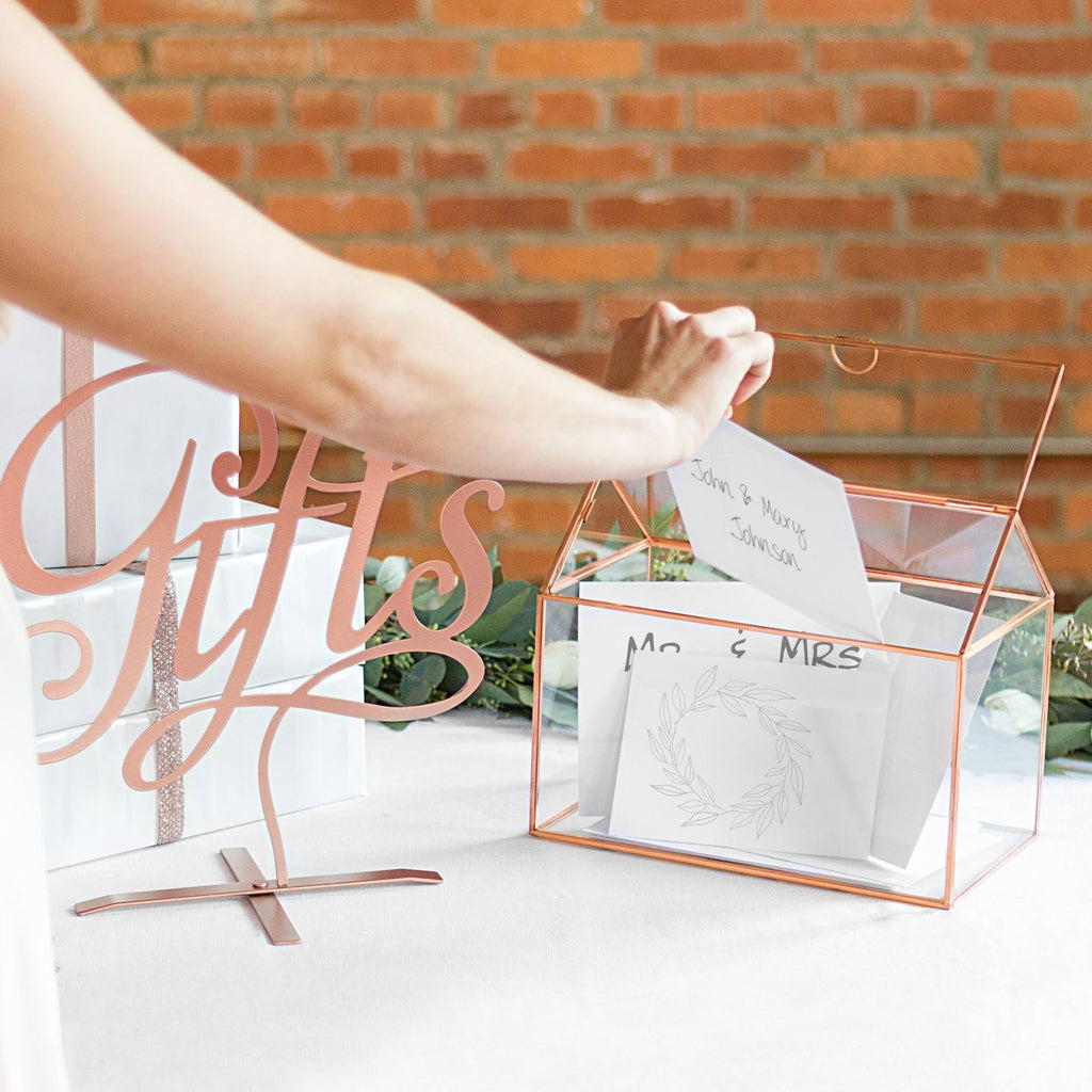 Glass Terrarium Card Holder, Rose Gold V860441