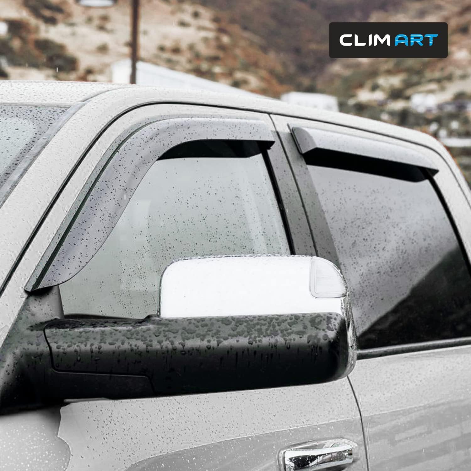 4 pcs Dark Smoke Tape-on Window Deflectors for Dodge RAM Crew Cab F6710