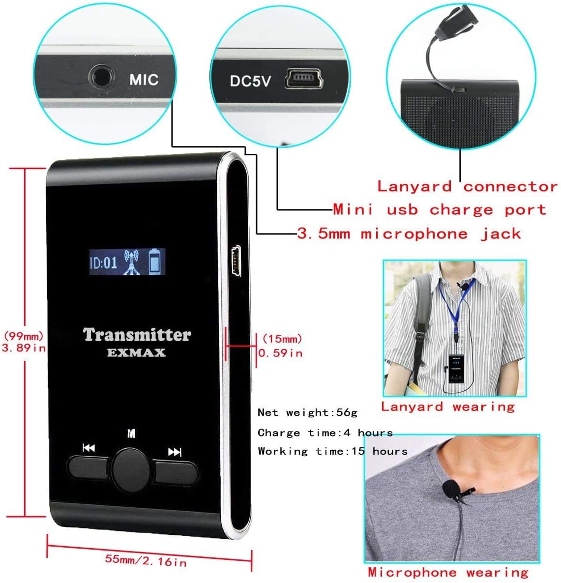 Wireless Tour Guide Transmitter System with 20 Receivers P38946