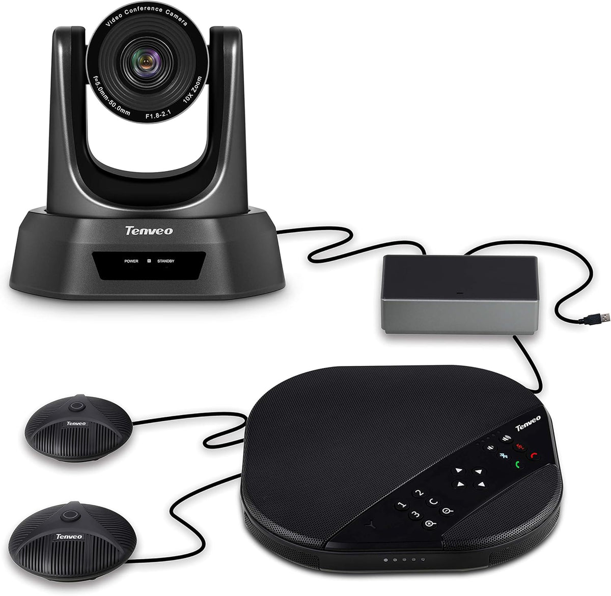 10X Optical Zoom USB PTZ Conference Room Camera with Expansion Mics X533719