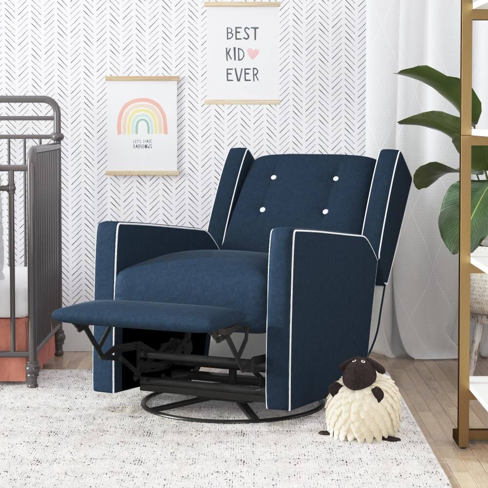Dark Blue Swivel Glider Recliner Chair D6948