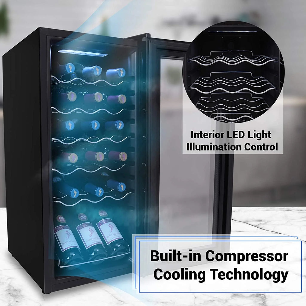 18 Bottle Thermoelectric Wine Chiller Cooler, Black T43869