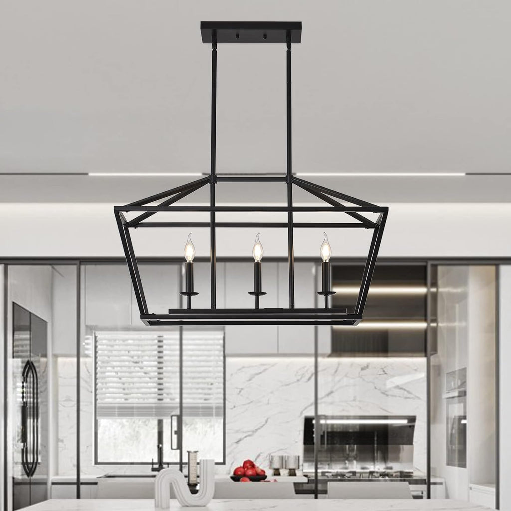 3-Light Black Farmhouse Chandelier Y339