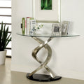 Silver Glass Top Half-moon Sofa Table X20634