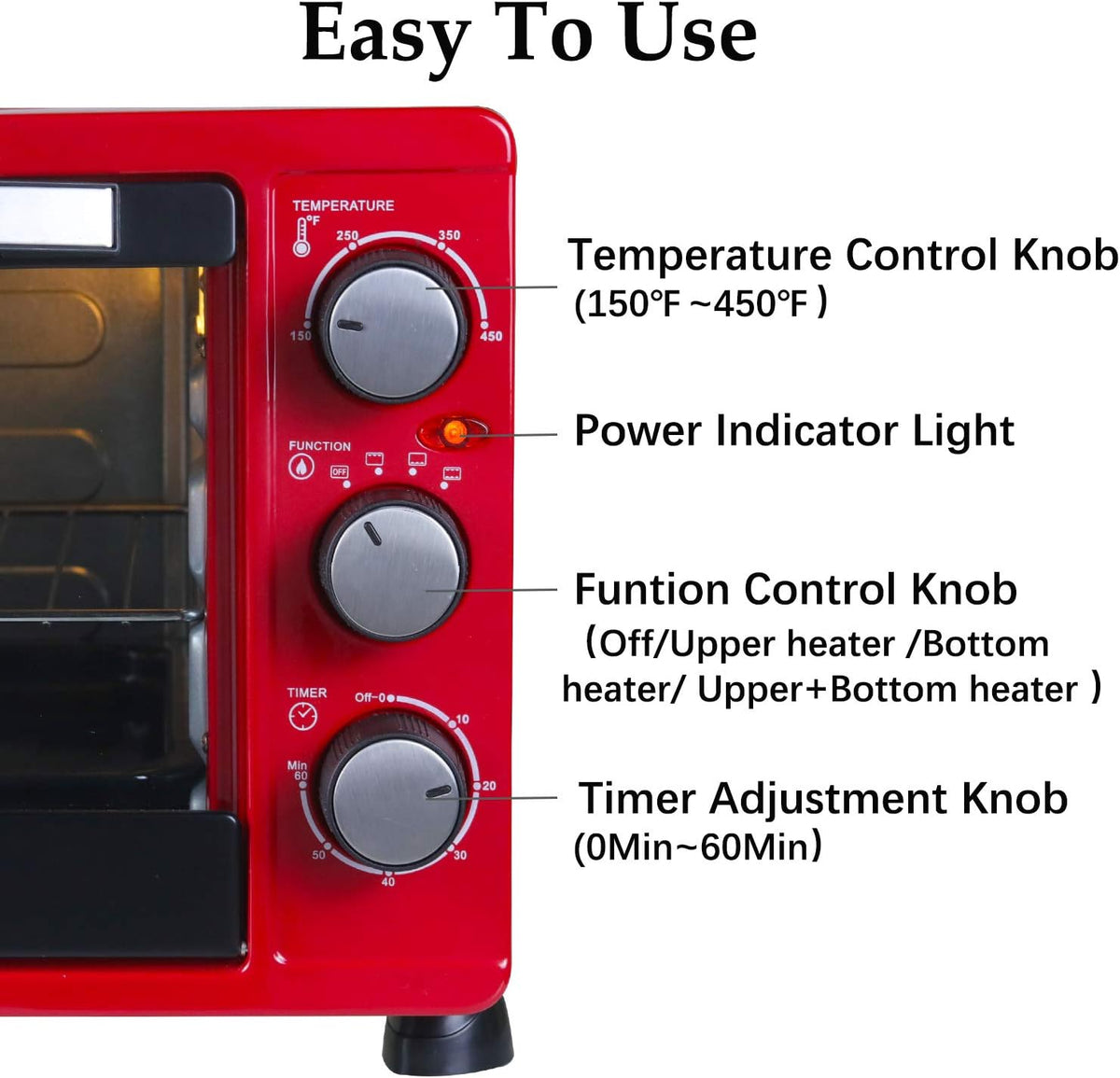 Red 6-Slice Convection Toaster Oven with Timer, Baking Pan, Rack and Crumb Tray, Pack of 2 R949013