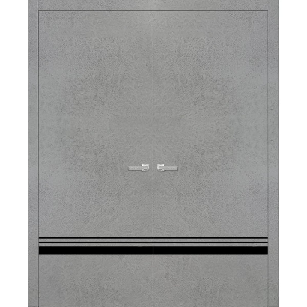 Solid French Double Doors 36 x 80 inches with Frosted Glass O67278