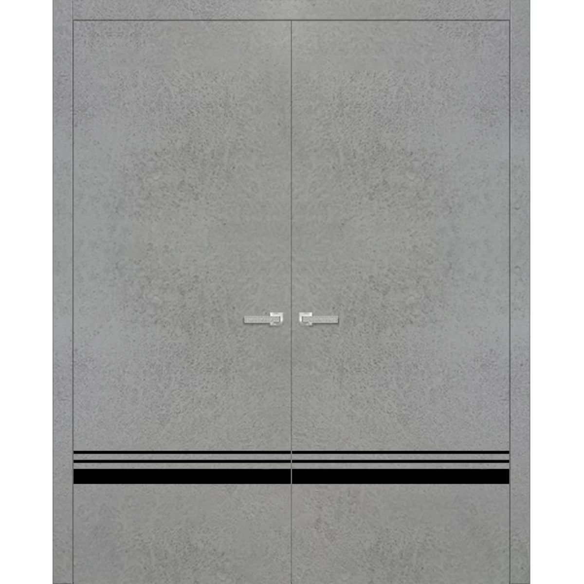 Solid French Double Doors 36 x 80 inches with Frosted Glass O67278