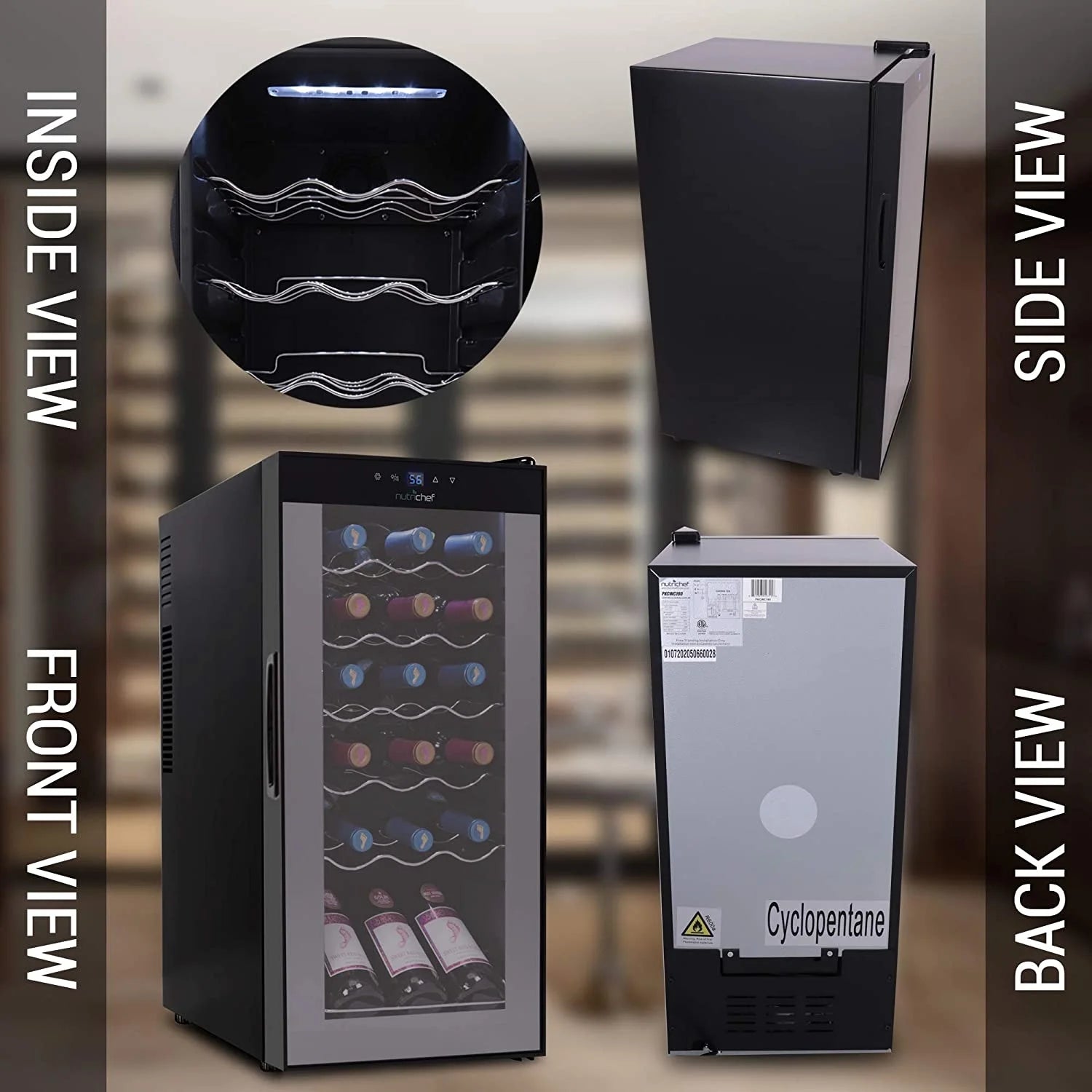 18 Bottle Thermoelectric Wine Chiller Cooler, Black T43869