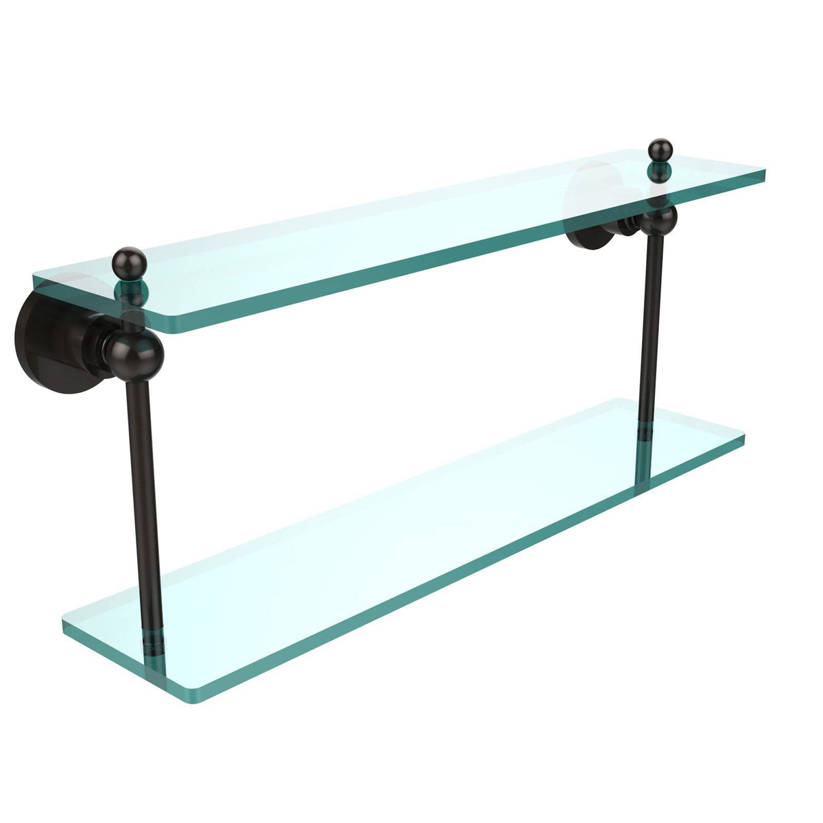 16 inch Two Tiered Glass Shelf Oil Rubbed Bronze T967926