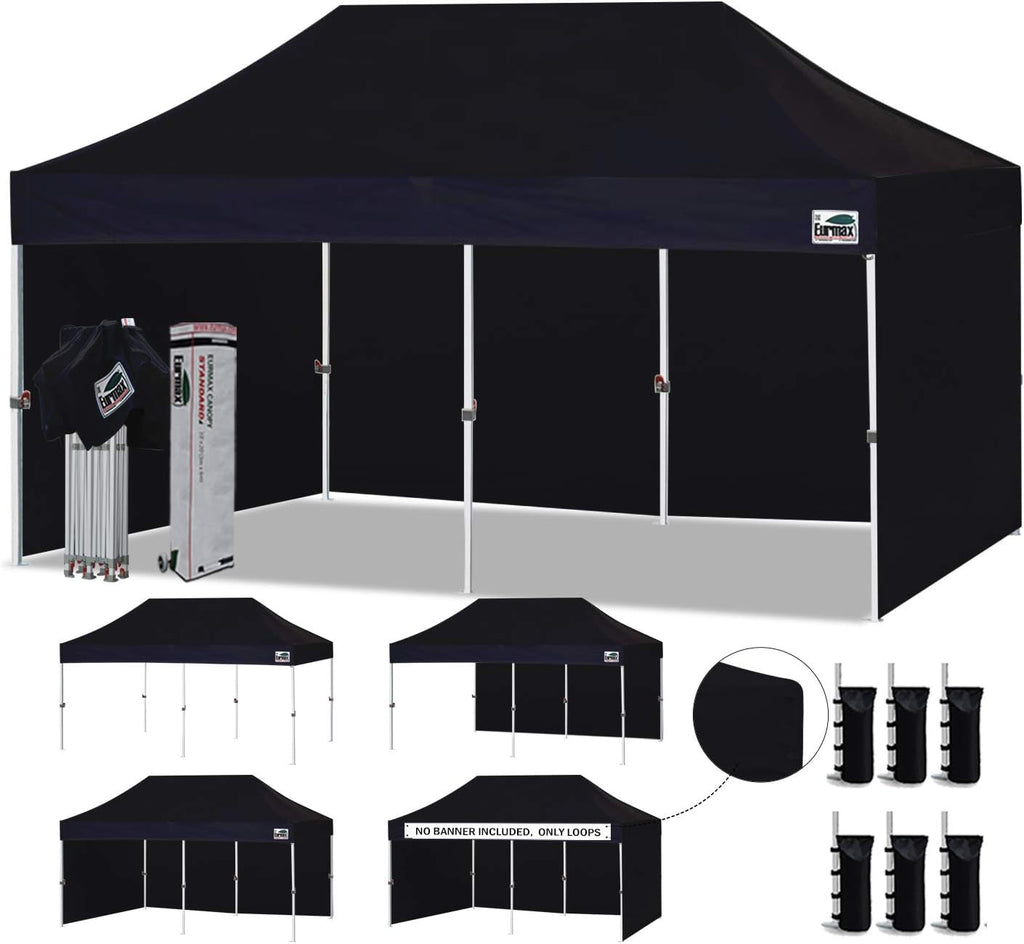 10'x10' Pop-up Canopy Tent with 4 Removable Side Walls and Roller Bag Y4785