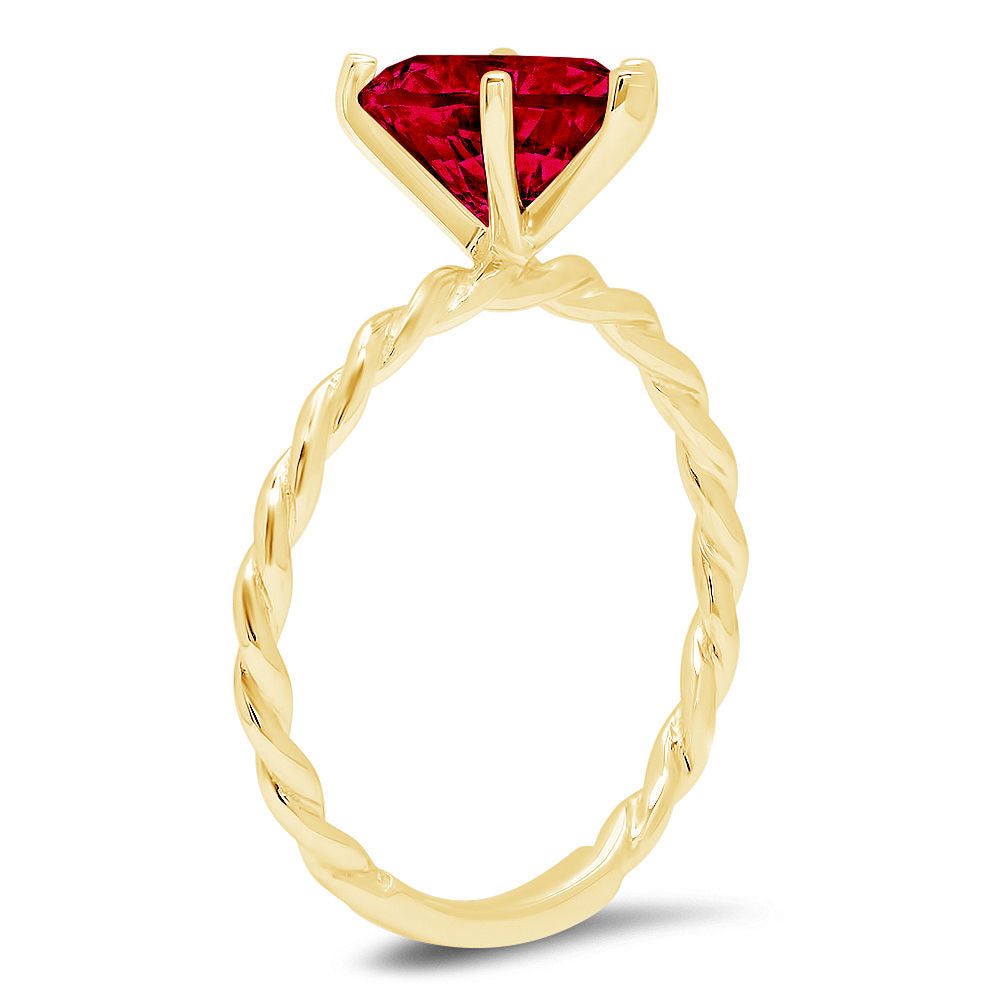 2.0ct Heart Cut Red Natural Garnet 18k Yellow Gold Solitaire Ring A227