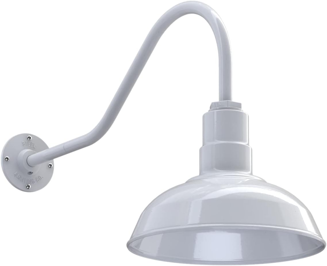 Black Outdoor Wall Mounted Barn Light with 12 inch Dome and 11 inch Straight Arm T461