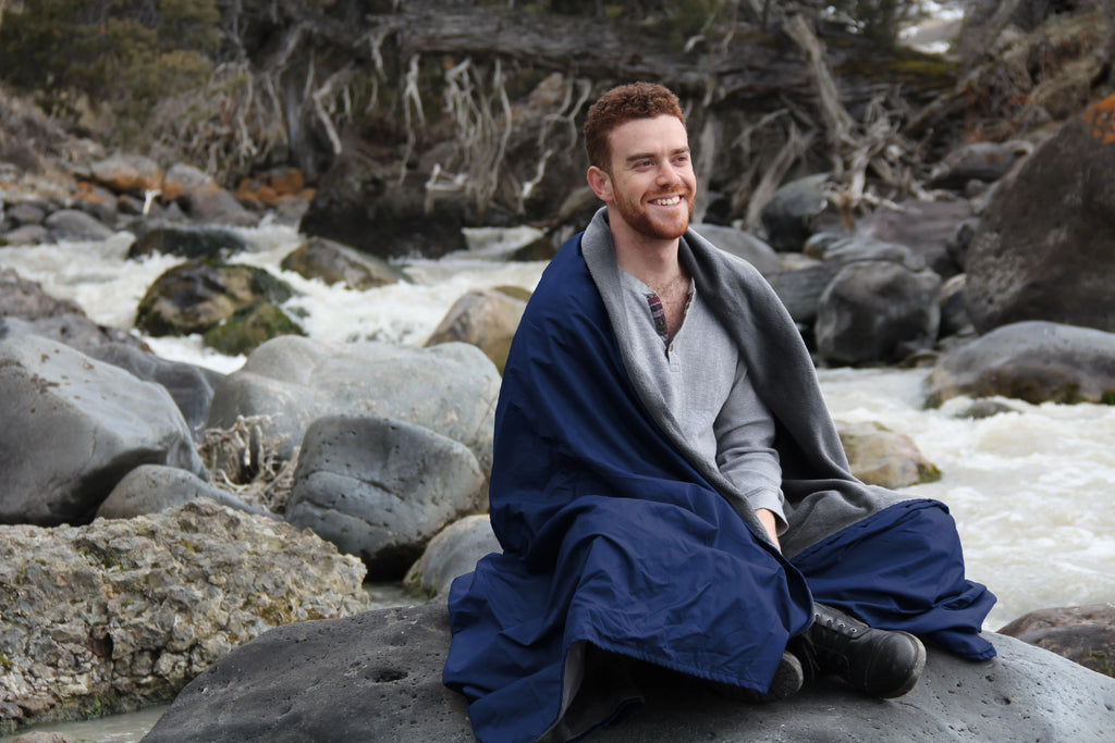 Blue Gray Polyester Throw N269017