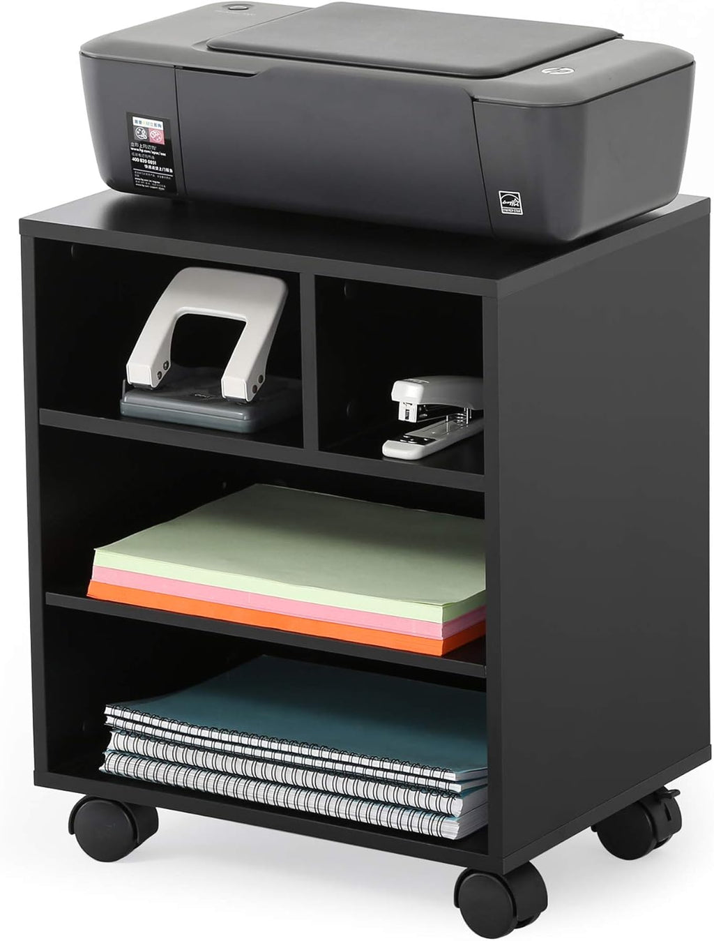 Black Mobile Printer Stand with Wheels P890903