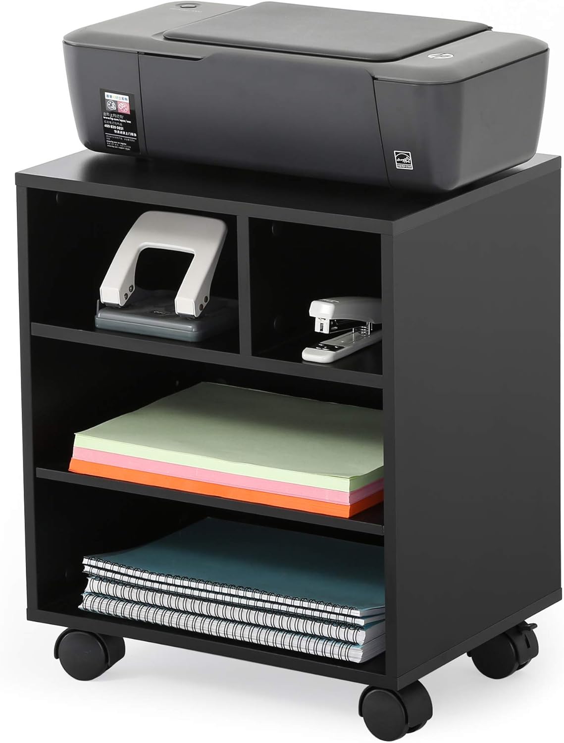 Black Mobile Printer Stand with Wheels P890903