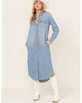 Medium Wash Long Sleeve Denim Dress B75219