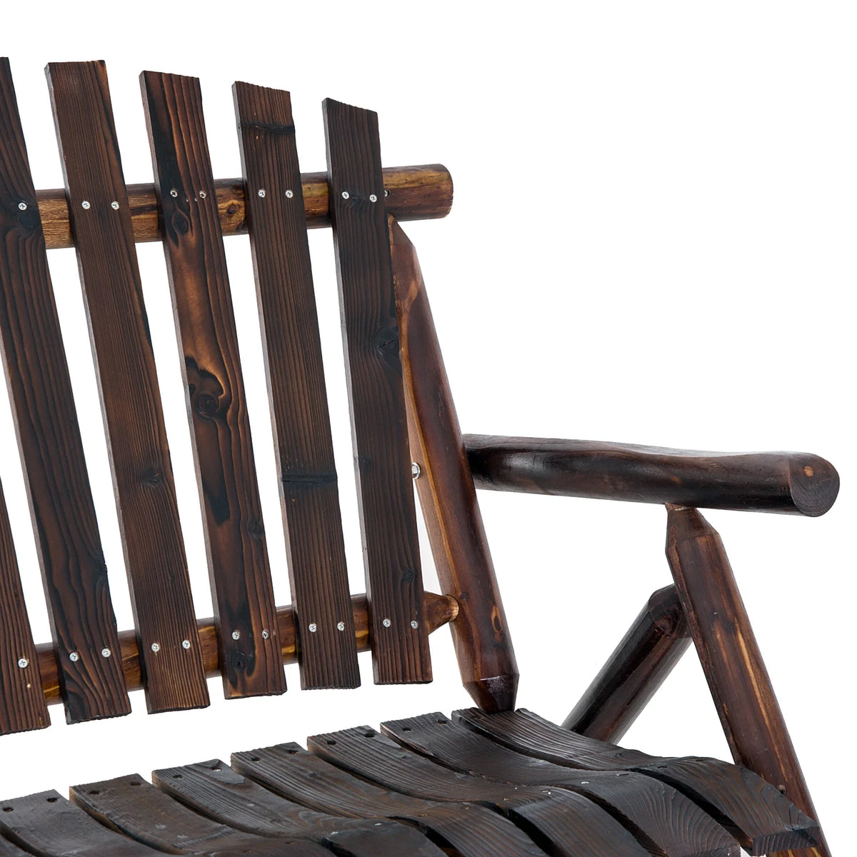 Rustic Double Rocking Chair Adirondack Bench, Fir Wood P51682
