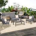 Gray 4-Seat Outdoor Aluminum Sectional Sofa with Cushions U66318