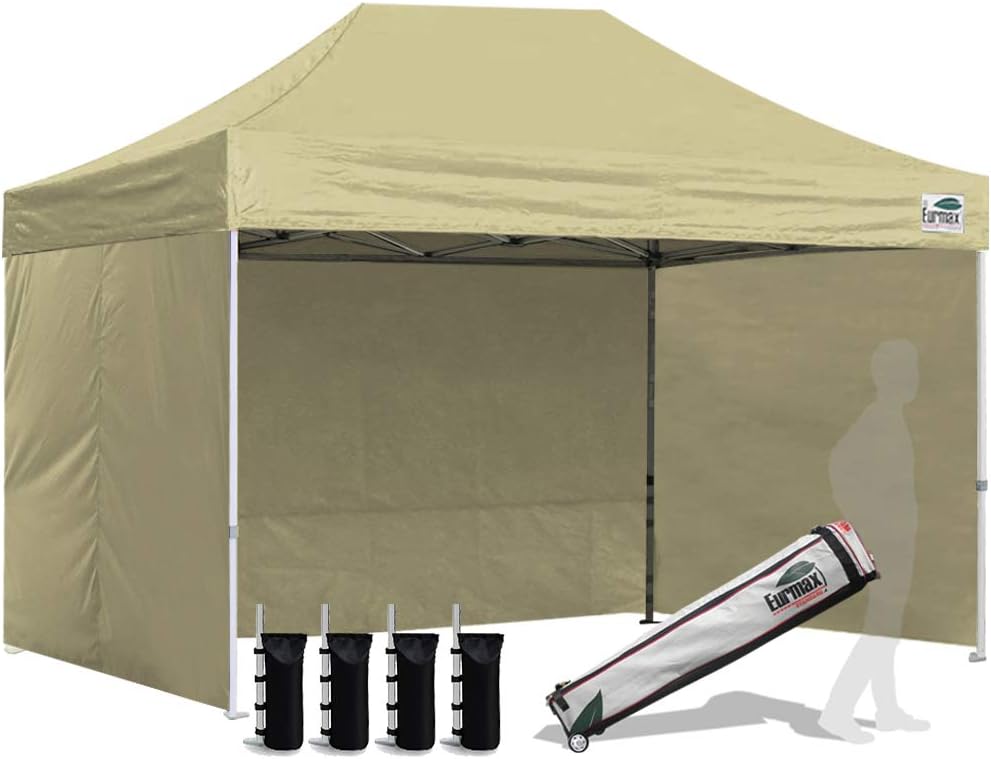 10'x10' Pop-up Canopy Tent with 4 Removable Side Walls and Roller Bag Y4785