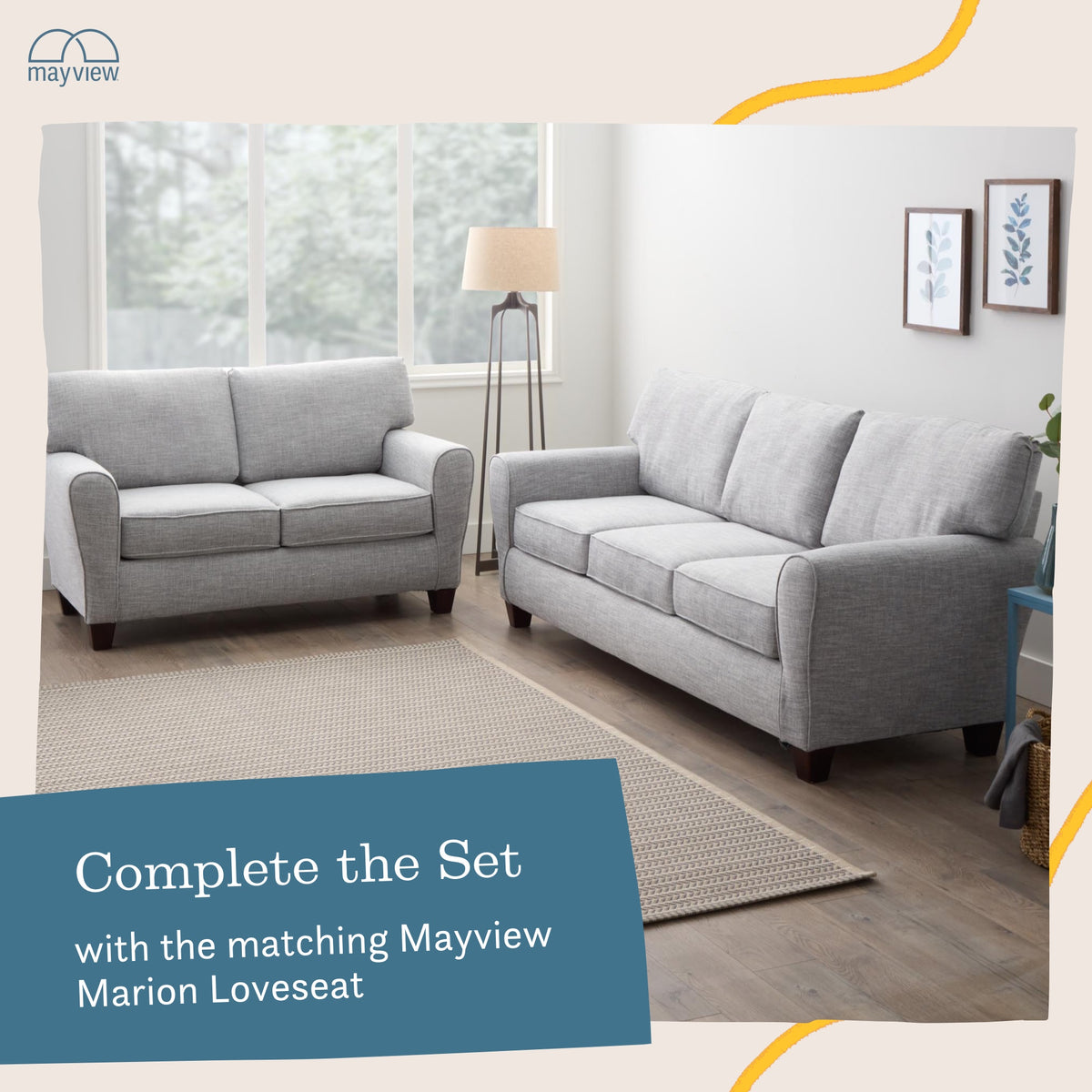 Light Gray Rolled Arm Fabric Sofa X28025